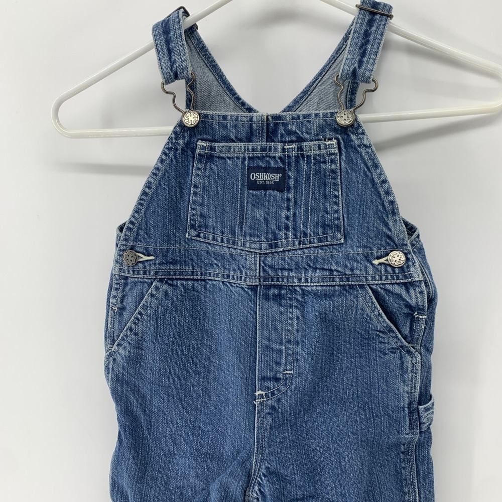 OshKosh B'gosh Blue Denim Overalls 100% Cotton Pockets 24 Months Snap Legs